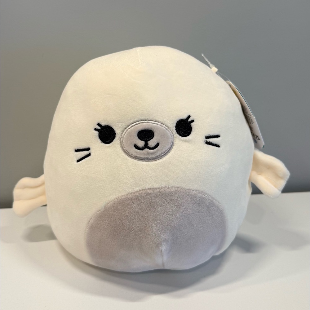 8” Lucille Squishmallows Cream and Gray Seal Plush